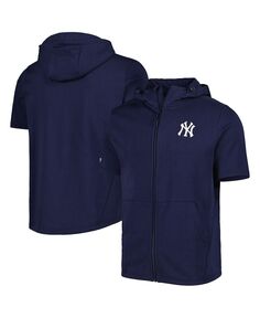Мужская темно-синяя толстовка с короткими рукавами и молнией во всю длину New York Yankees Recruit LevelWear