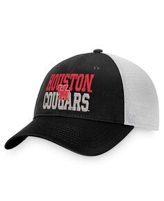 Мужская черно-белая кепка Houston Cougars Stockpile Trucker Snapback Top of the World