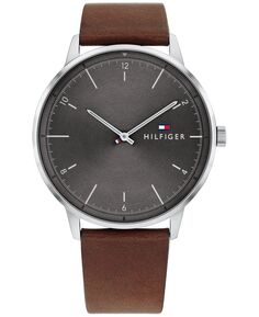 Мужские часы с коричневым кожаным ремешком, 43 мм Tommy Hilfiger
