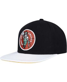 Мужская черно-белая кепка Boston Celtics из твердой древесины Classics Wear Away с козырьком Snapback Mitchell &amp; Ness