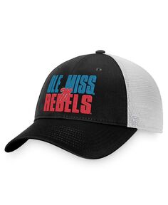 Мужская черно-белая кепка Ole Miss Rebels Stockpile Trucker Snapback Top of the World