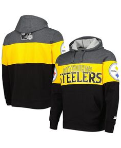 Мужской пуловер с капюшоном Pittsburgh Steelers Extreme черного цвета и вереска темно-серого цвета Starter