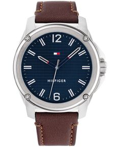 Мужские часы с коричневым кожаным ремешком, 44 мм Tommy Hilfiger