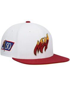 Мужская бело-красная шляпа Snapback из твердой древесины Miami Heat Classics 50th Anniversary Hat Mitchell &amp; Ness