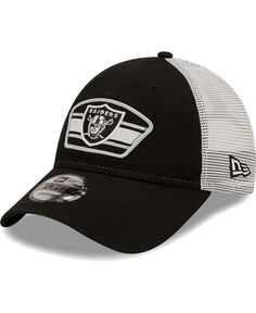 Мужская черно-белая кепка с нашивкой-логотипом Las Vegas Raiders Trucker 9Forty Snapback New Era