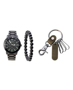 Мужские аналоговые часы с кварцевым механизмом и металлическим браслетом, 46 мм, брелок с браслетом и дорожная сумка на молнии American Exchange