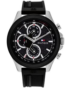 Мужские многофункциональные черные силиконовые часы 46 мм Tommy Hilfiger