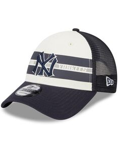 Мужская бело-темно-синяя кепка New York Yankees Team Stripe Trucker 9Forty Snapback New Era