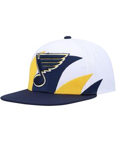 Мужская бело-темно-синяя шляпа St. Louis Blues в винтажном стиле с застежкой Sharktooth Mitchell &amp; Ness