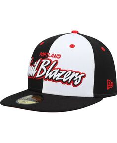 Мужская черно-белая приталенная шляпа Portland Trail Blazers Script Pinwheel 59FIFTY New Era