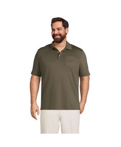 Мужская супермягкая рубашка-поло Supima с короткими рукавами и карманами для больших и высоких размеров Lands&apos; End