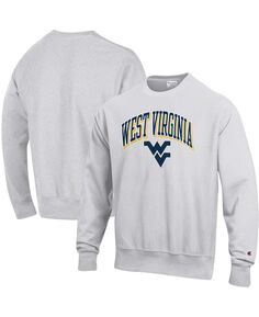 Мужской серый пуловер обратного плетения West Virginia Mountaineers Arch Over Logo с капюшоном Champion