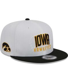 Мужская бело-черная двухцветная кепка Iowa Hawkeyes Snapback 9FIFTY Snapback New Era