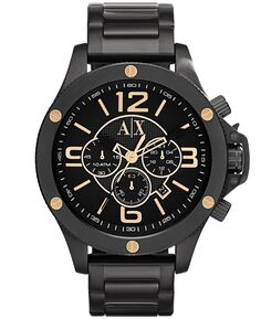 Мужские часы с хронографом, черные часы-браслет из нержавеющей стали, 48 мм Armani Exchange