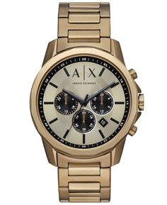 Мужские часы-хронограф с коричневым браслетом из нержавеющей стали, 44 мм Armani Exchange