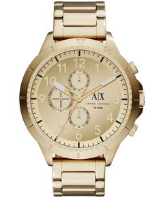 Мужские часы с хронографом золотистого цвета из нержавеющей стали с браслетом 50 мм Armani Exchange