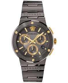 Мужские часы Greca Swiss Chronograph из бронзы с браслетом из нержавеющей стали, 43 мм Versace