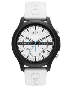 Мужские часы с хронографом Hampton, белый силиконовый ремешок, 46 мм Armani Exchange