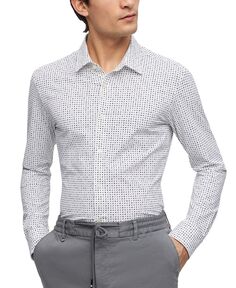 Мужская рубашка из эластичного джерси приталенного кроя с принтом Hugo Boss