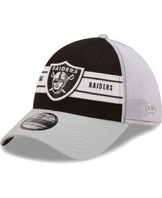 Мужская черно-серая кепка Las Vegas Raiders Team Banded 39Thirty Flex Hat New Era