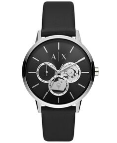 Мужские многофункциональные часы с черным кожаным ремешком, 42 мм Armani Exchange