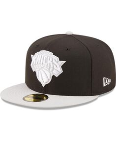 Мужская черно-серая двухцветная цветовая упаковка New York Knicks 59Fifty, облегающая шляпа New Era
