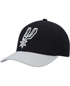 Мужская черно-серая кепка San Antonio Spurs MVP Team Two-Tone 2.0 с эластичной спинкой Mitchell &amp; Ness
