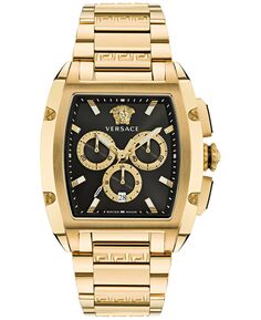 Мужские швейцарские часы Dominus с золотым ионным браслетом и хронографом, 42x50 мм Versace