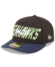 Мужская черно-темно-синяя приталенная шляпа Seattle Seahawks NFL Draft 2022 Low Profile 59FIFTY New Era