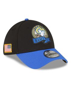 Мужская черно-синяя кепка Los Angeles Rams 2022 Salute To Service 39THIRTY Flex Hat New Era