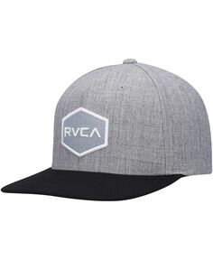 Мужская шляпа Snapback Commonwealth серо-черного цвета с принтом верескового цвета RVCA