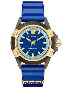 Мужские часы Swiss Icon Active с синим силиконовым ремешком, 42 мм Versace