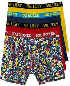 Мужские трусы-боксеры из эластичного хлопка Word Scramble, набор из 4 шт. Joe Boxer