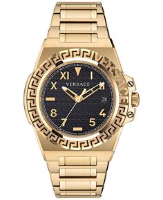 Мужские швейцарские часы Greca Reaction с золотистым браслетом из нержавеющей стали, 44 мм Versace