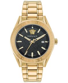 Мужские швейцарские часы V-Code с золотым ионным браслетом, 42 мм Versace