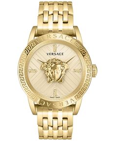Мужские швейцарские часы V-Code с золотым ионным браслетом, 43 мм Versace