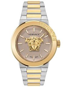 Мужские швейцарские часы Medusa Infinite с двухцветным браслетом из нержавеющей стали, 47 мм Versace