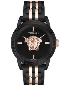 Мужские швейцарские двухцветные часы с браслетом V-Code, 43 мм Versace