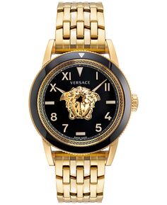 Мужские швейцарские часы V-Palazzo с позолоченным браслетом из нержавеющей стали с ионным покрытием, 43 мм Versace