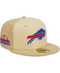 Мужская шляпа хаки Buffalo Bills из рафии спереди 59FIFTY приталенная шляпа New Era
