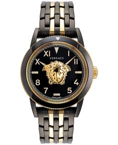 Мужские швейцарские часы V-Palazzo с двухцветным браслетом из нержавеющей стали, 43 мм Versace