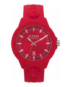 Мужские кварцевые часы Tokyo Red с 3 стрелками и датой, силиконовые, 43 мм Versus Versace