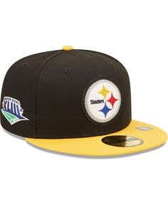 Мужская шляпа черного и золотого цвета Pittsburgh Steelers Super Bowl XLIII Letterman 59FIFTY New Era