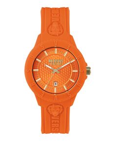 Мужские кварцевые часы Tokyo Orange с 3 стрелками и датой, силиконовые, 43 мм Versus Versace