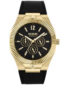 Мужские часы Echo Park с черным кожаным ремешком, 42 мм Versus Versace