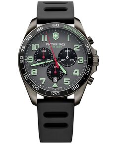 Мужские часы с хронографом Fieldforce Sport, черный каучуковый ремешок, 42 мм Victorinox