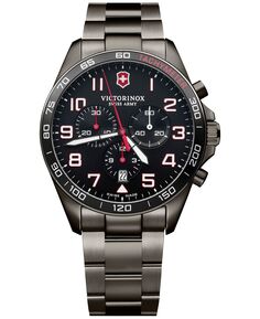 Мужские часы с хронографом Fieldforce Sport, серые часы с браслетом из нержавеющей стали с PVD-покрытием, 42 мм Victorinox