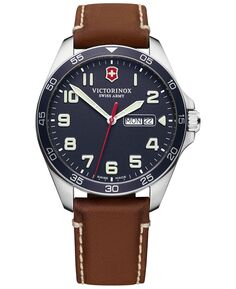 Мужские часы FieldForce с коричневым кожаным ремешком, 42 мм Victorinox