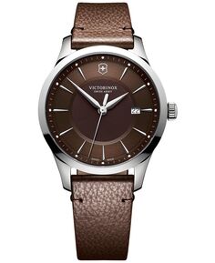 Мужские часы Swiss Alliance с коричневым кожаным ремешком, 40 мм Victorinox