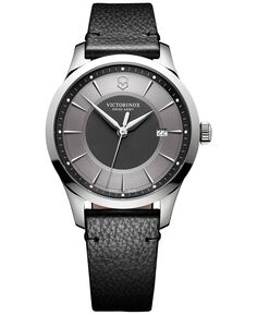 Мужские часы Swiss Alliance с черным кожаным ремешком, 40 мм Victorinox